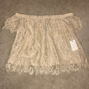 off shoulder lace contemporary top